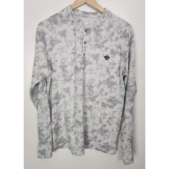 Rabbit Men's Sz. L Long Sleeve Henley Shirt In Grey - Picture 1 of 6